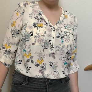 EUC Maurices Floral 3/4 Sleeve Top